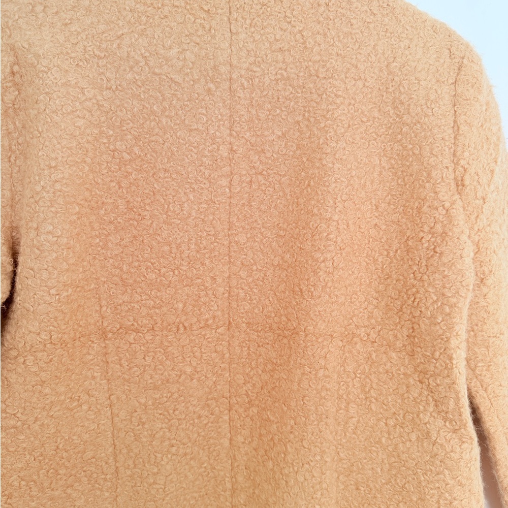 Beautiful Women's Teddy style Jacket in Tan with Black leather like Trim size m - Picture 8 of 9
